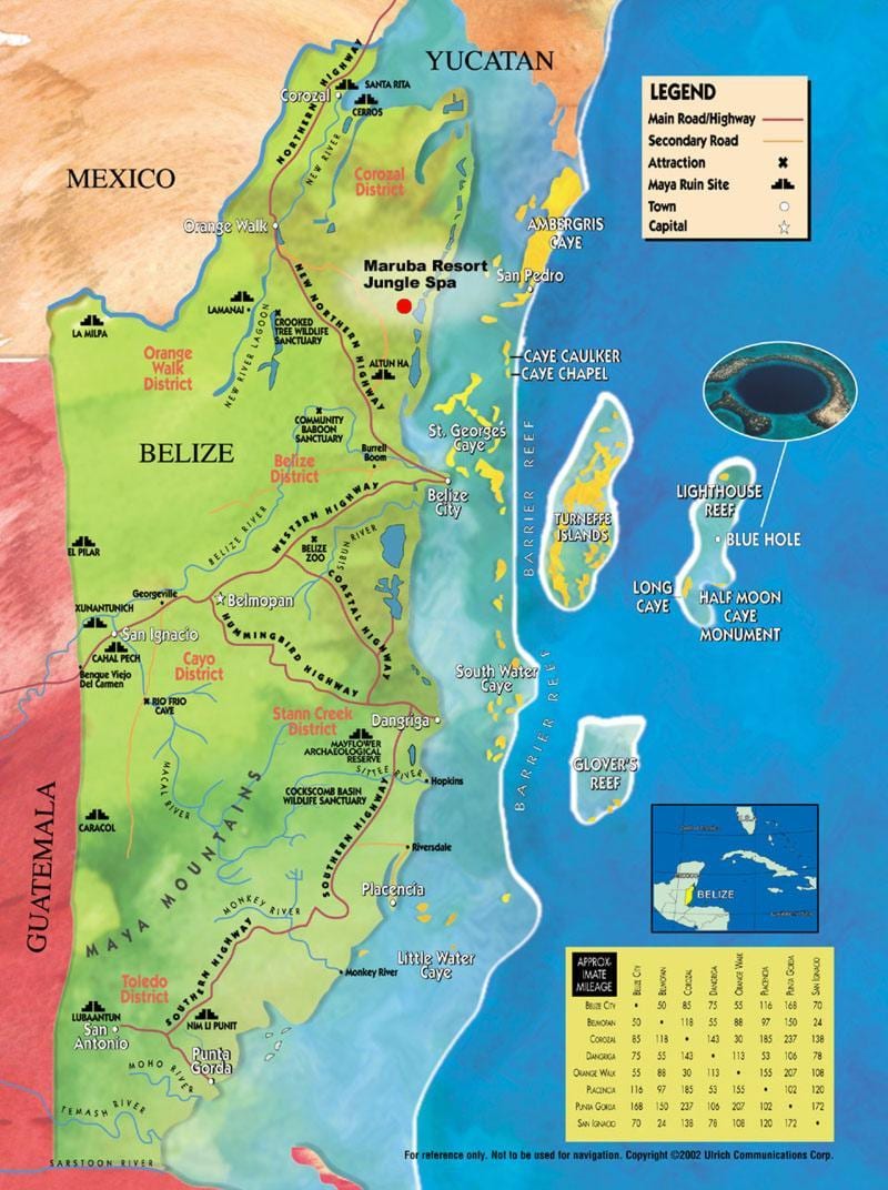 Karte tabakas caye Beliza