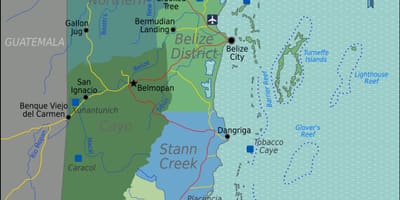 Karte ražas caye Beliza